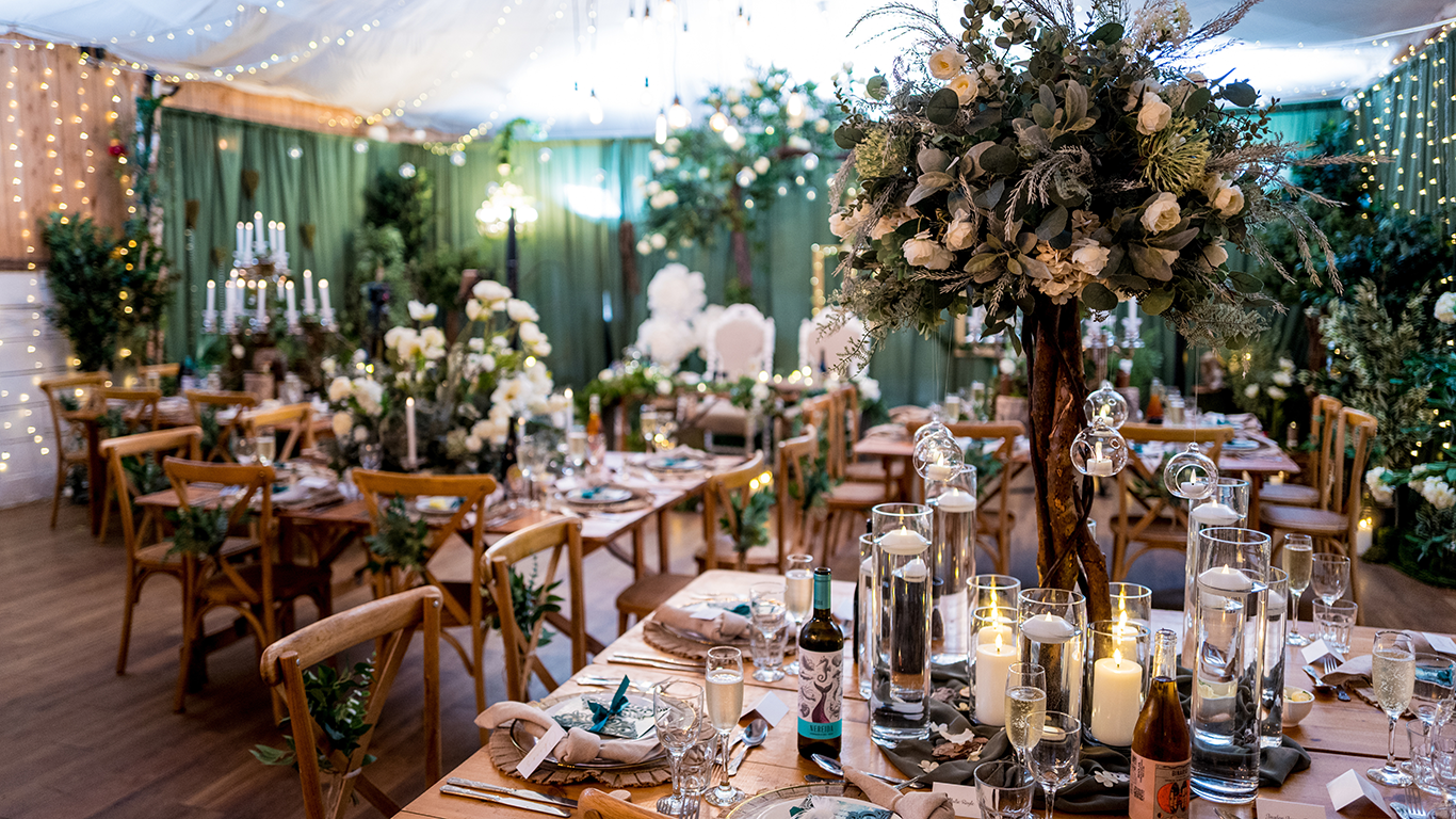room setup at B Corp farm wedding venue features on Channel 5 Rich Wedding Poor Wedding 3rd May 2026 9pm